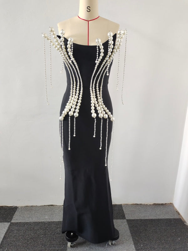 Midnight Pearl Cascade dress