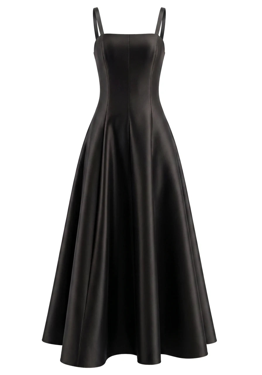 Short Sleeve A Line Maxi Dress Black