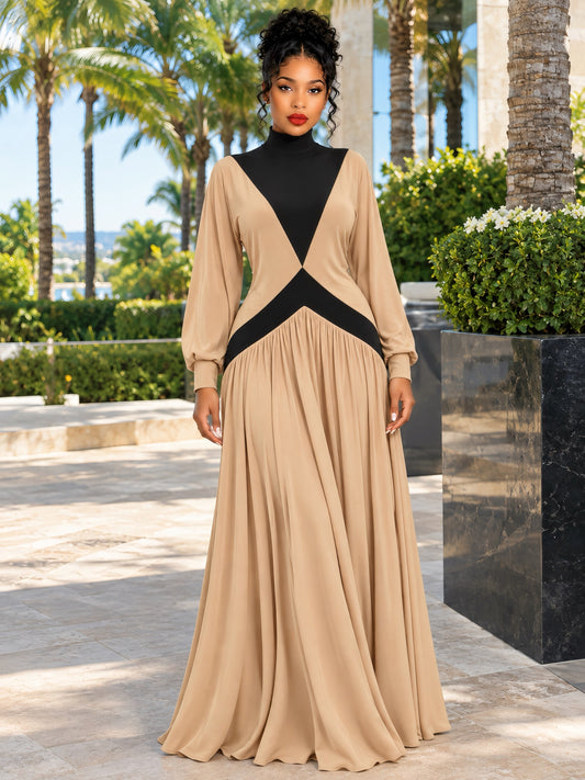 Mocha Noir Colorblock Maxi Dress