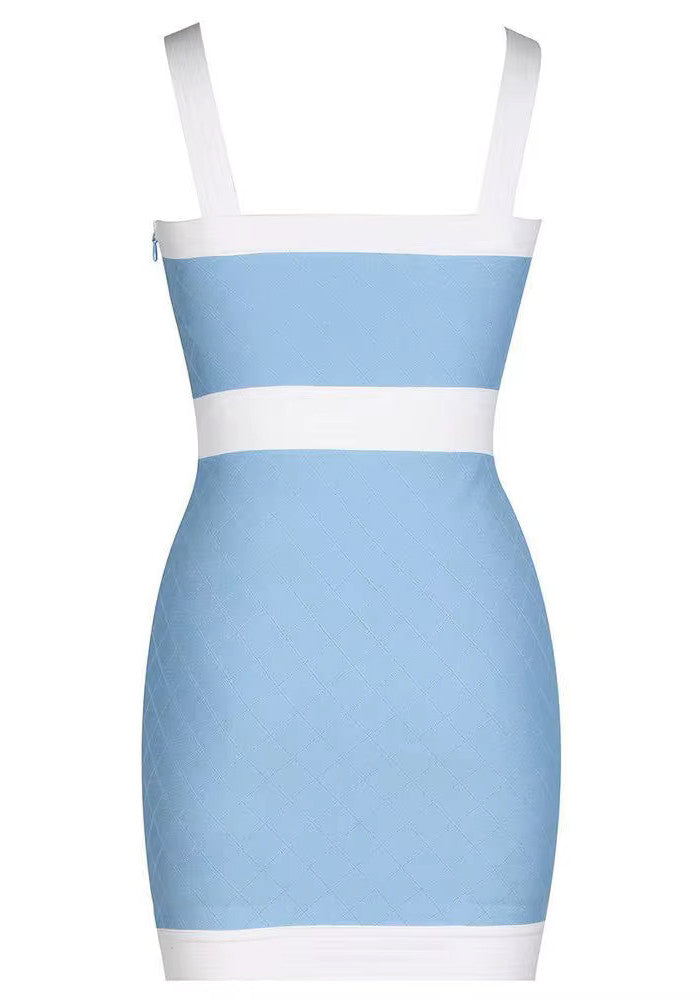 Crystal Embellished Dress Blue White