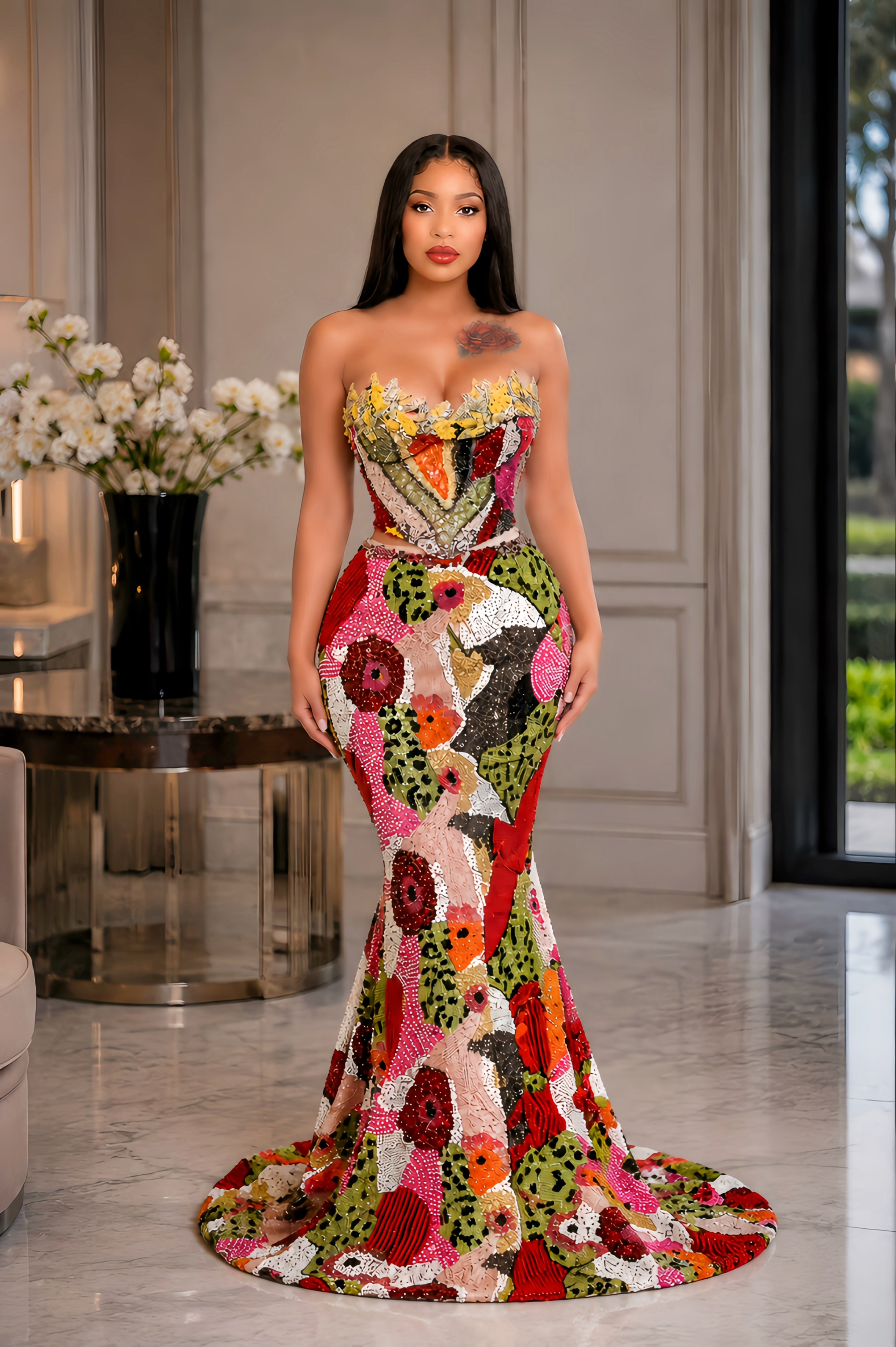 Zuri Mosaic Mermaid Gown