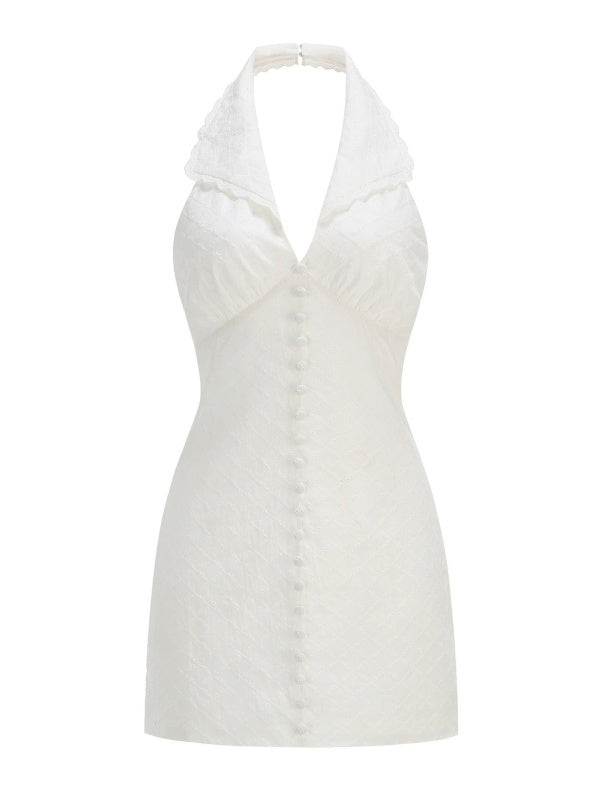 Ivory Muse Halter Mini Dress