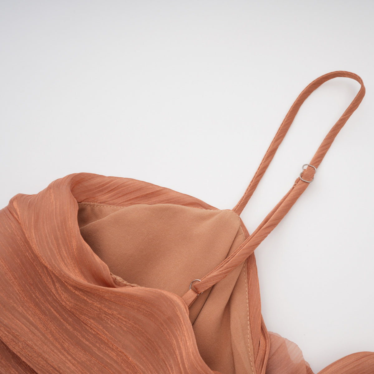 Camel Ruched Maxi Dress with 3D Florals
