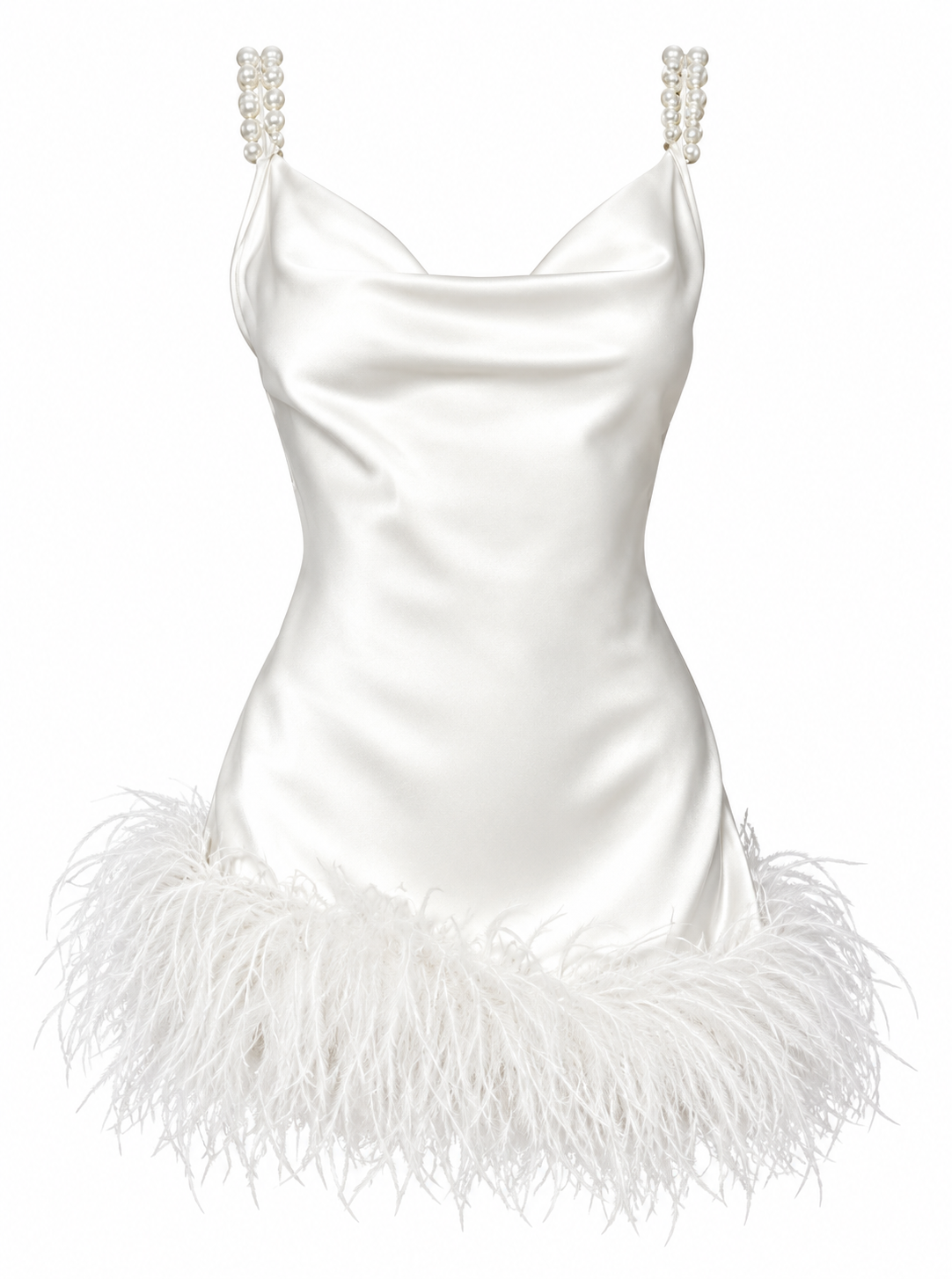 Feathered Pearl Mini Dress