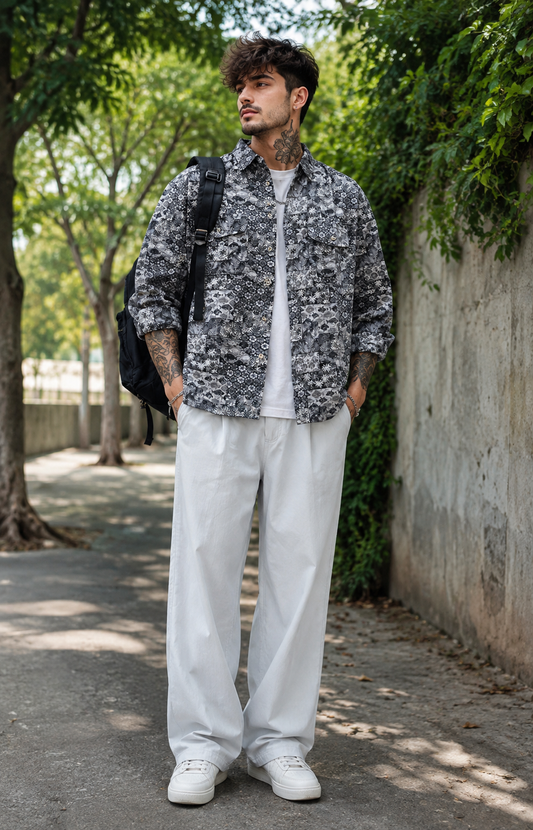 Men's Plus Size Button Up Long Sleeve Shirt