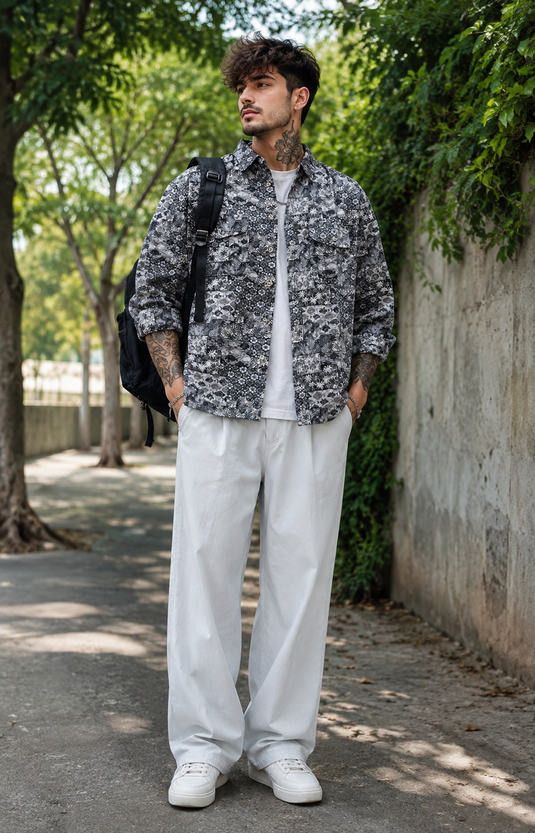 Men's Plus Size Button Up Long Sleeve Shirt
