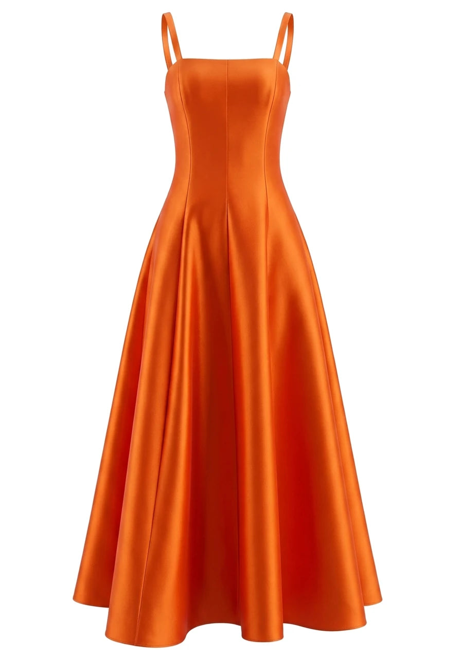 Short Sleeve A Line Maxi Dress Orange