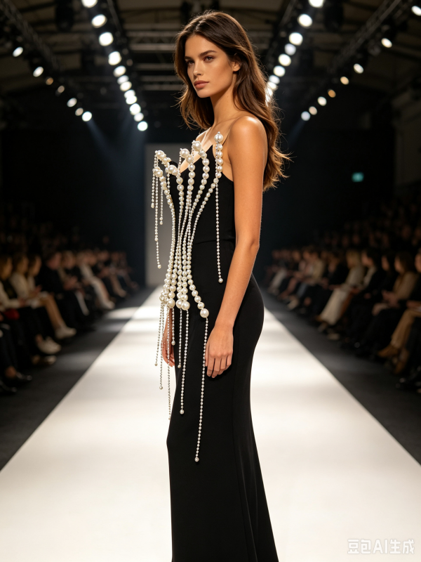 Midnight Pearl Cascade dress