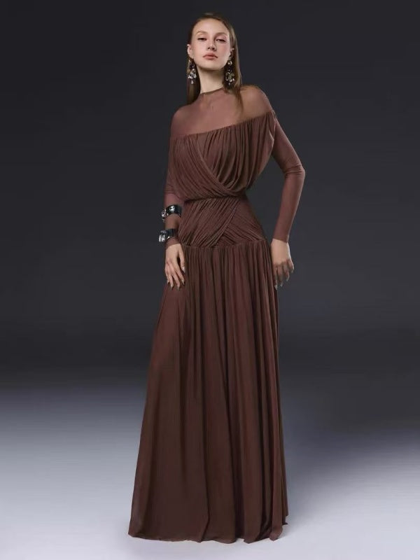 Mocha Muse Draped Maxi Dress