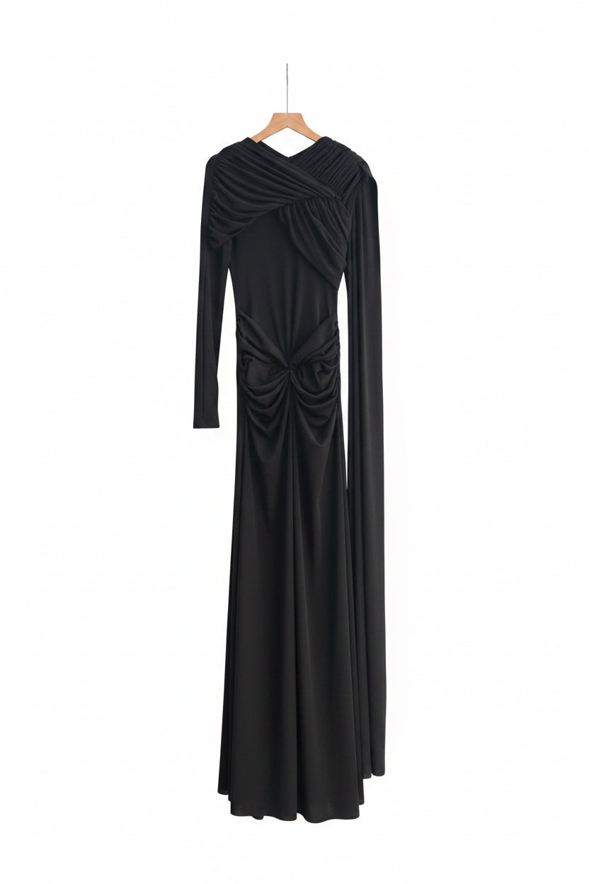 Celestia Draped Cape Gown