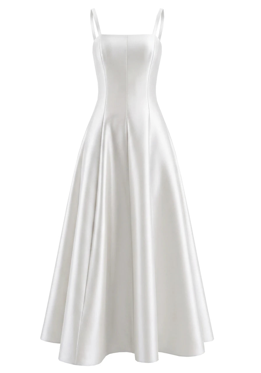Short Sleeve A Line Maxi Dress White