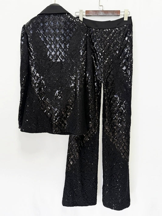 Midnight Luxe Sequin Lace Suit Set