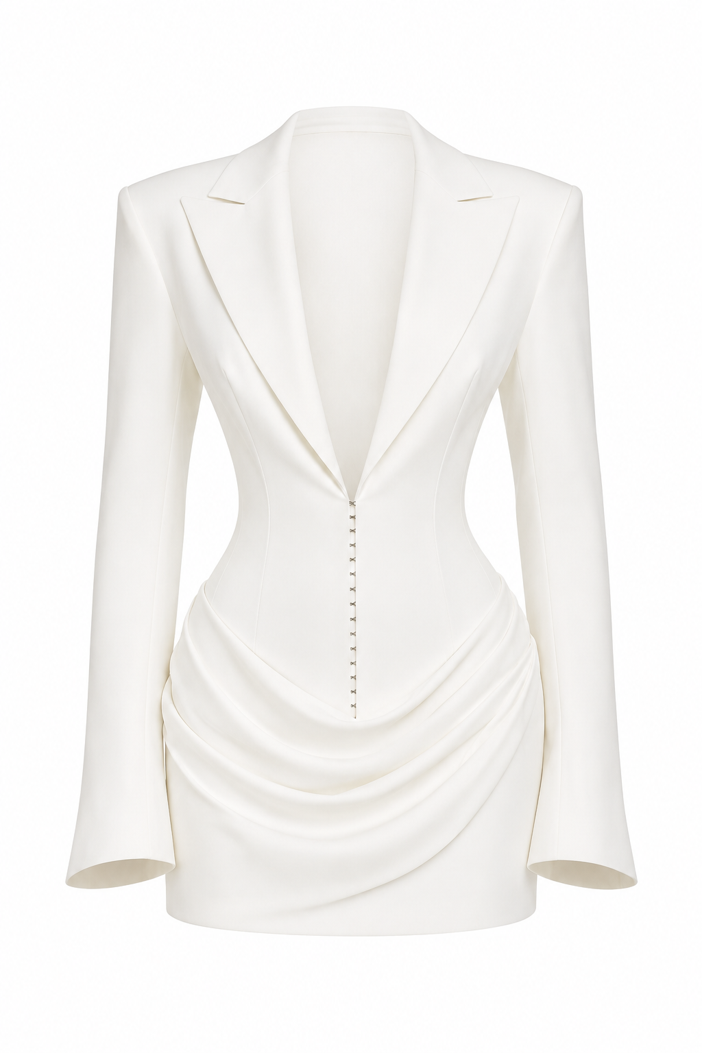 Rebecca White Ruched Blazer Mini Dress