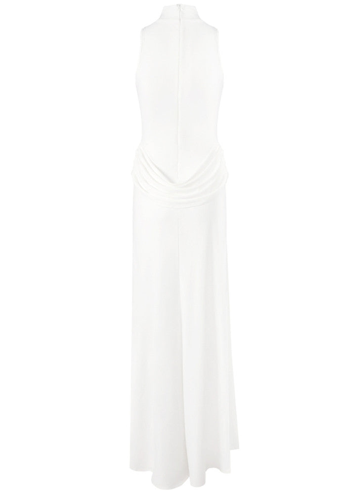 Draped Detail Maxi Dress White