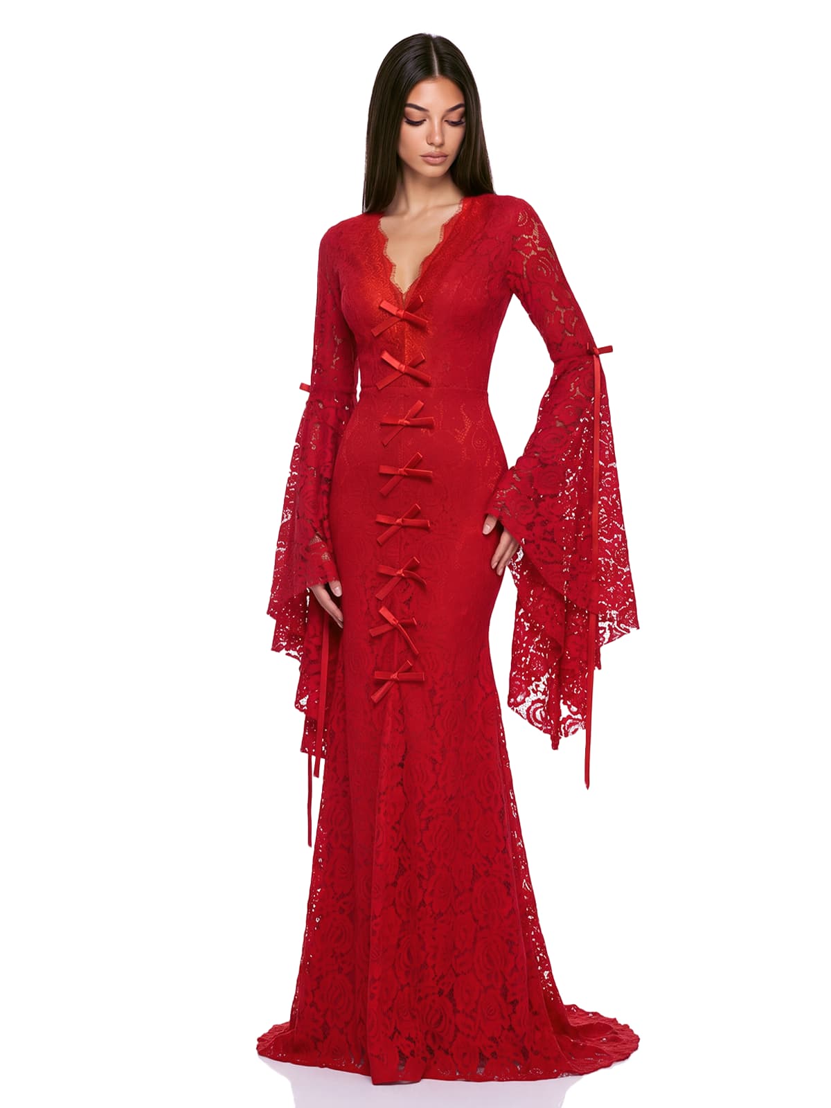 Becca V Neck Lace Maxi Dress