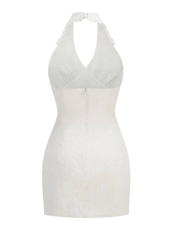 Ivory Muse Halter Mini Dress
