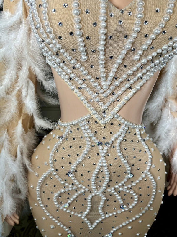 Champagne Pearl Feather Gown