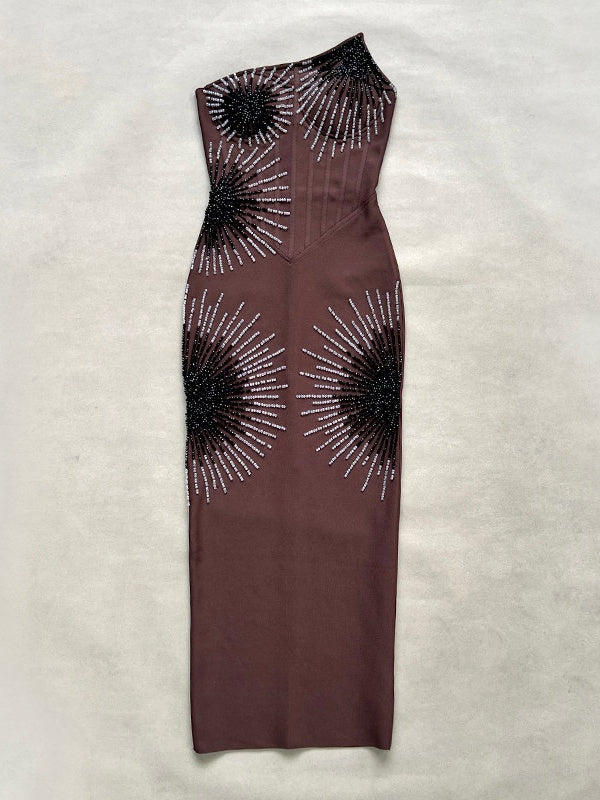 Midnight Starburst Crystal Dress brown
