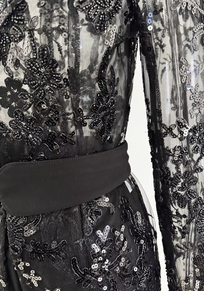 Sequin Lace Suit Black