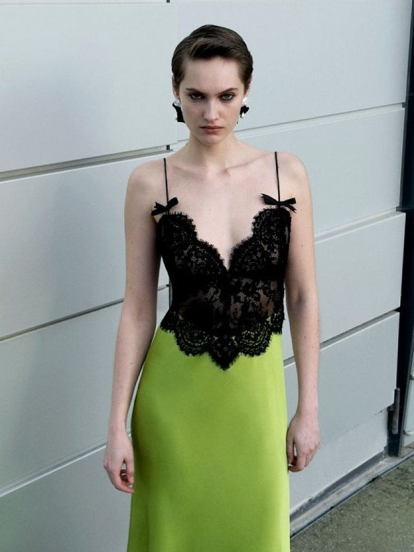 Lime Luxe Black Lace Corset Maxi Dress