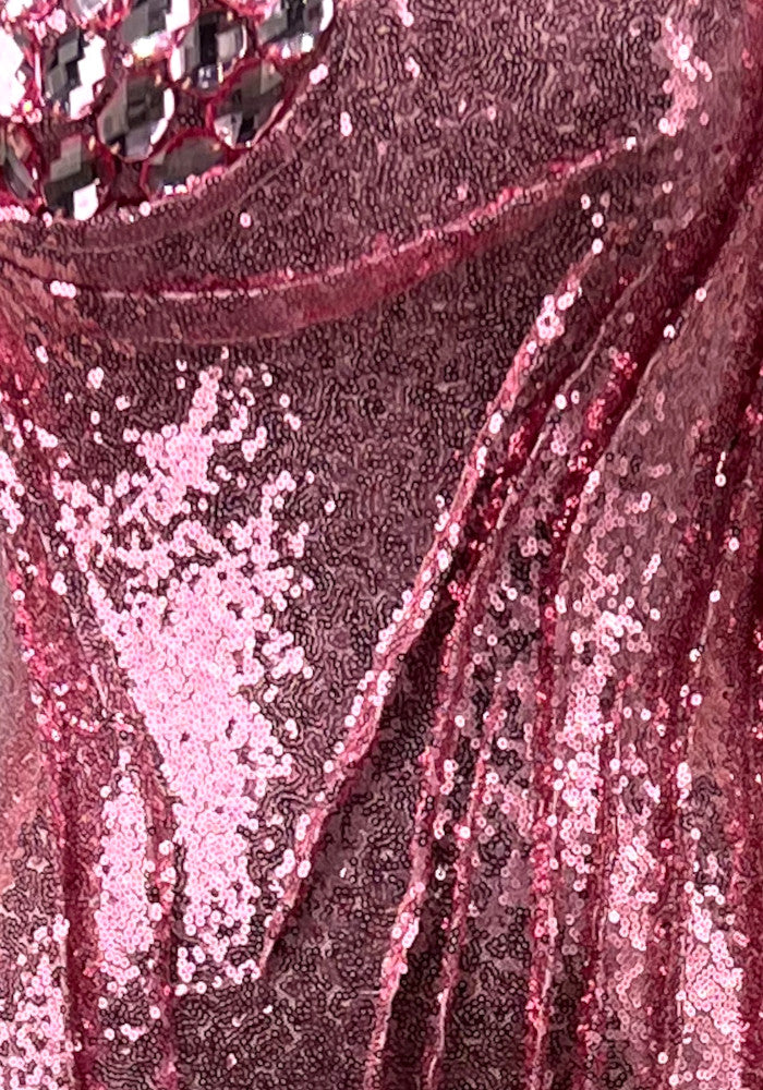 Crystal Bustier Sequin Maxi Dress Pink