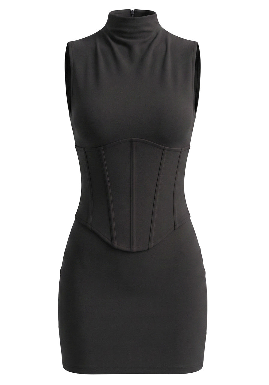 Corset Detail Dress Black