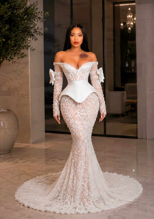 Amara Ivory Lace Corset Gown