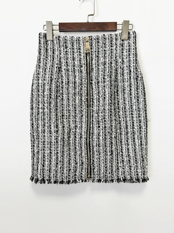 Monique Tweed Zip Mini Skirt