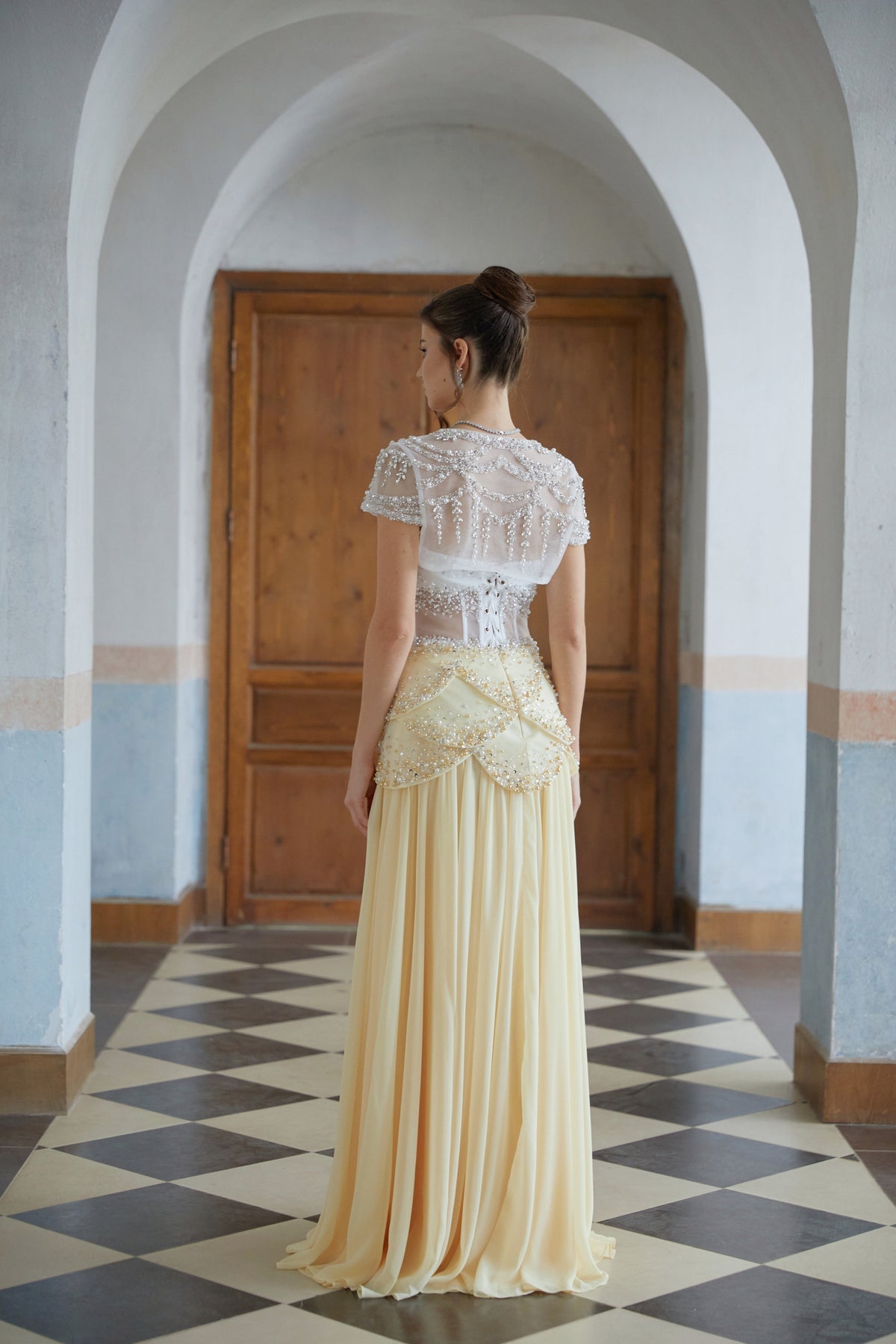 Rebecca Yellow Embellished Maxi Gown