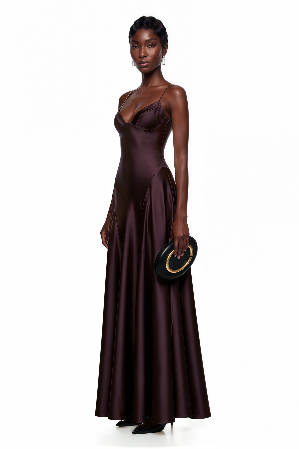 Midnight Plum Satin Gown