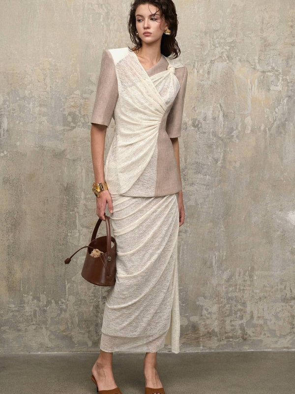 Ruched Draped skirt set