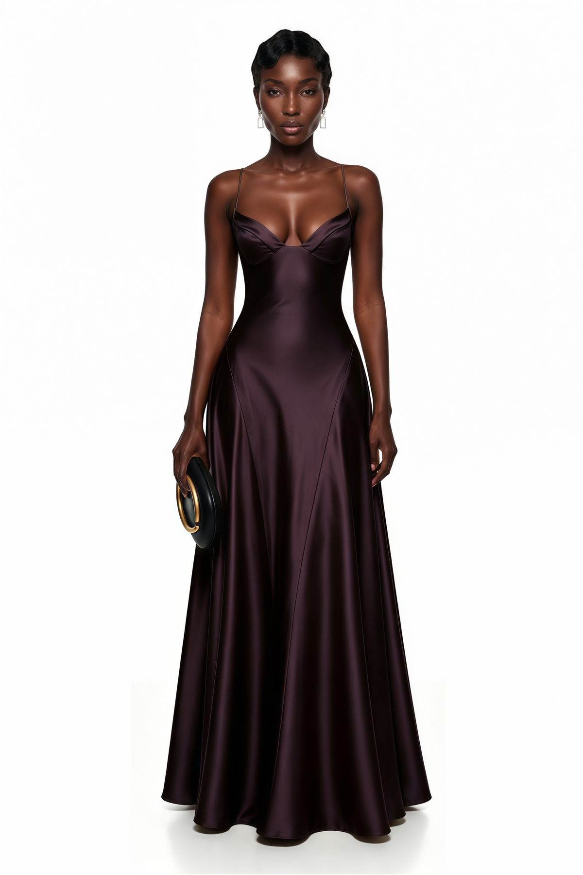 Midnight Plum Satin Gown