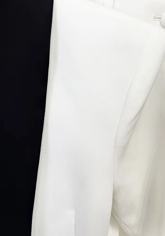 Floral Detail Suit White Black