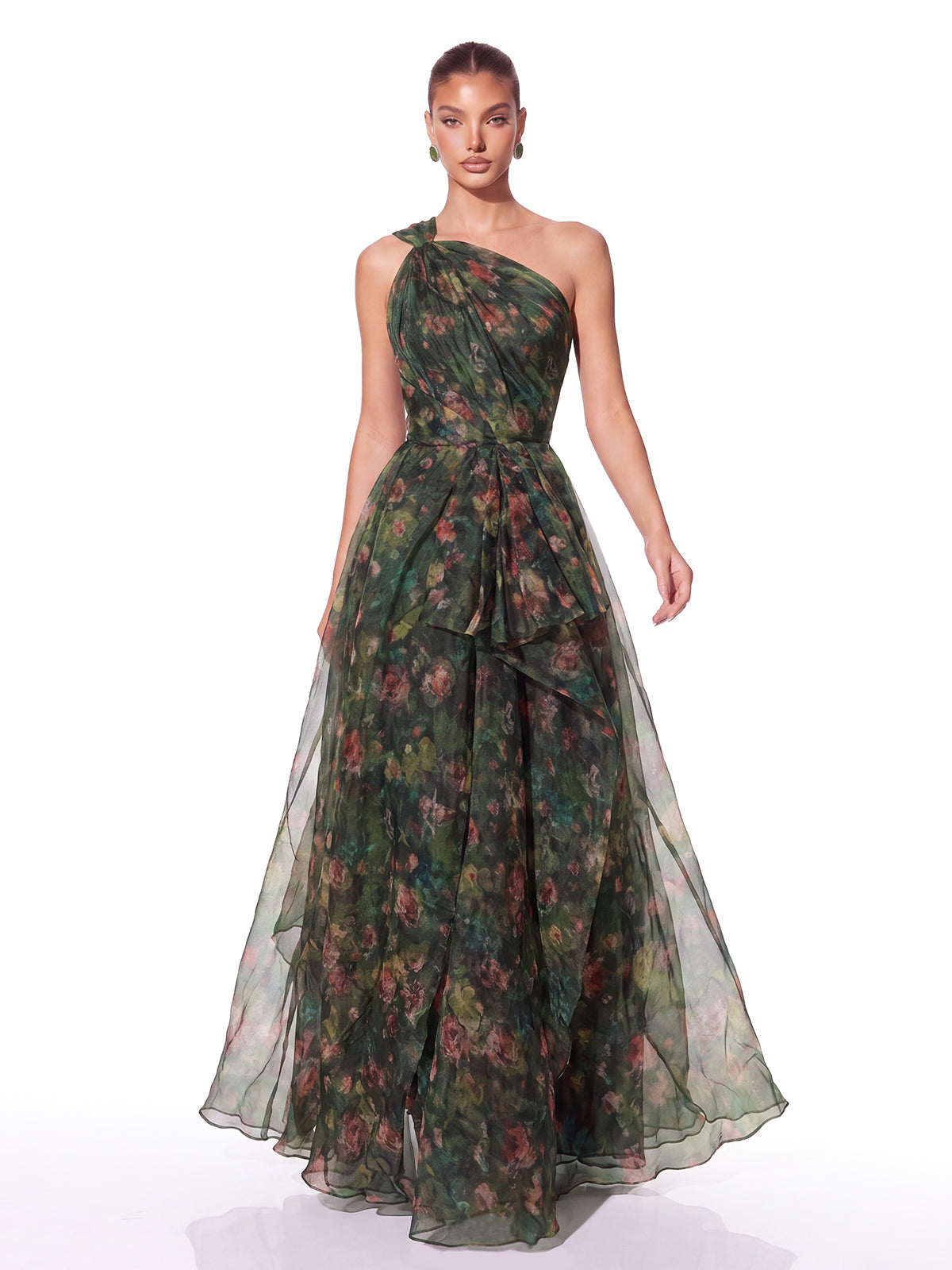 One Shoulder Floral Maxi Dress