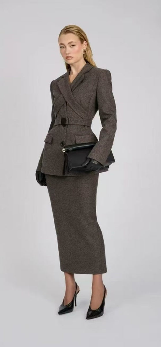 The Elara Tailored Blazer & Midi Skirt Set