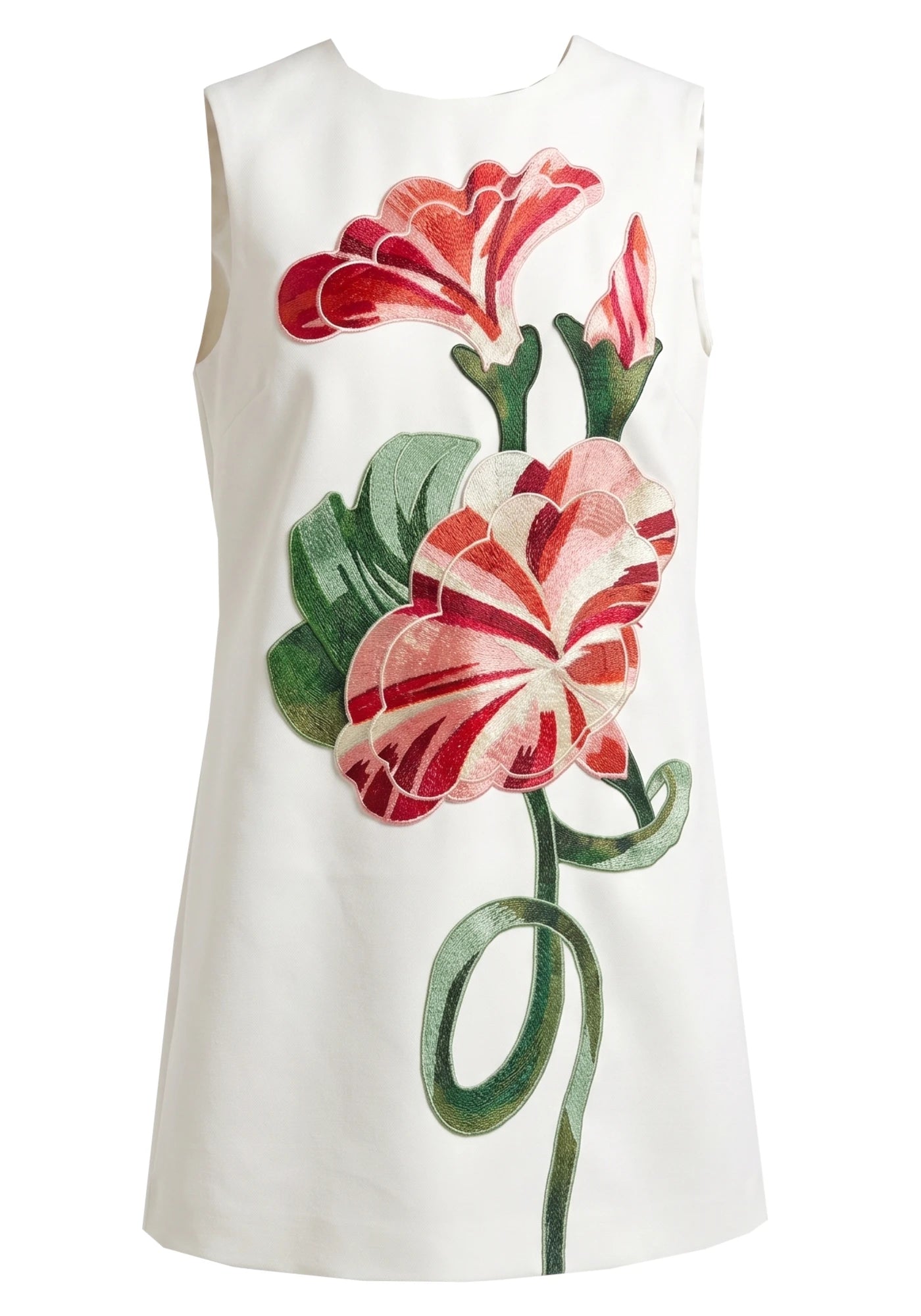 Floral Embroidered Dress White