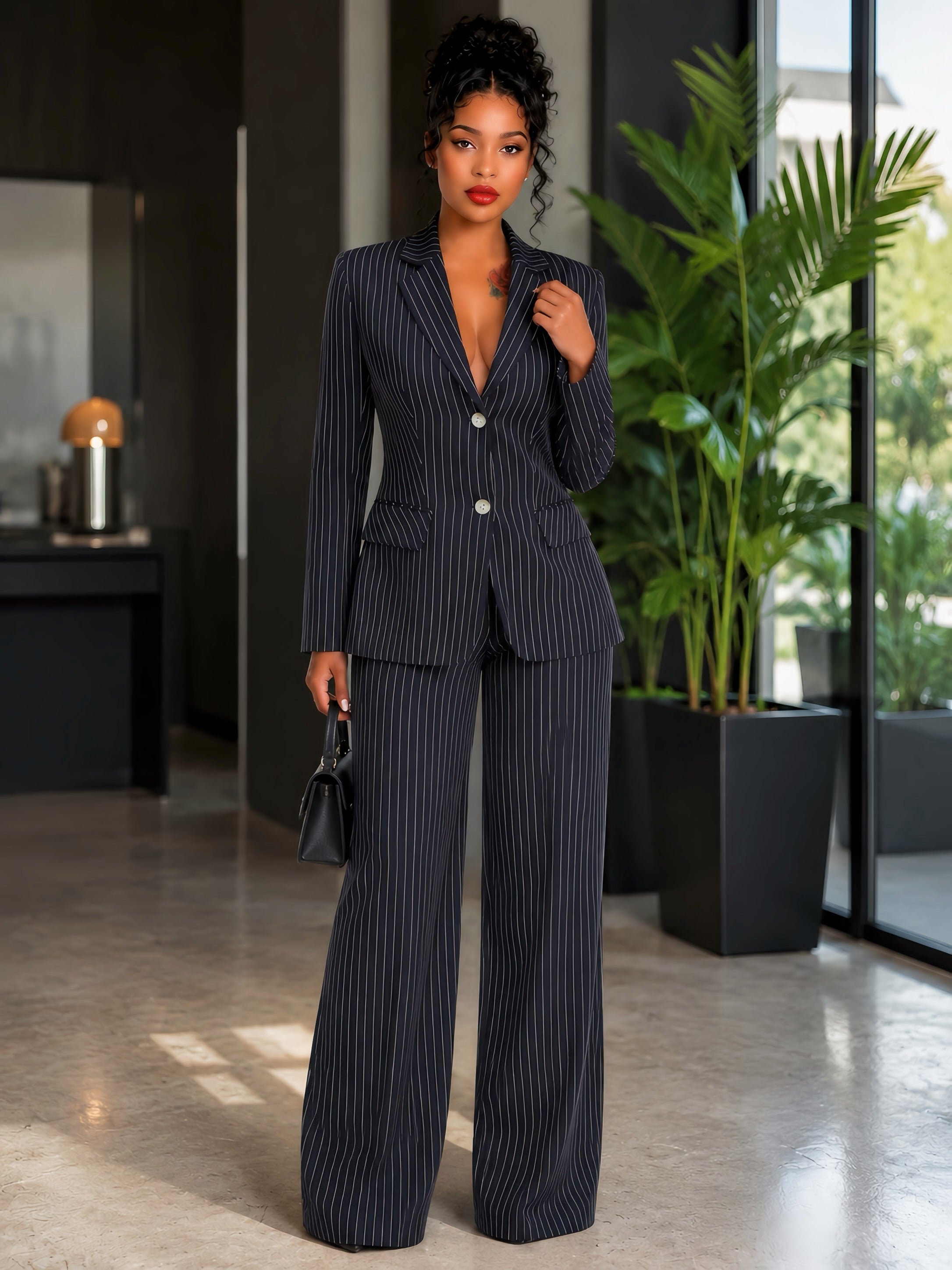 Executive Muse Pinstripe Pants Set