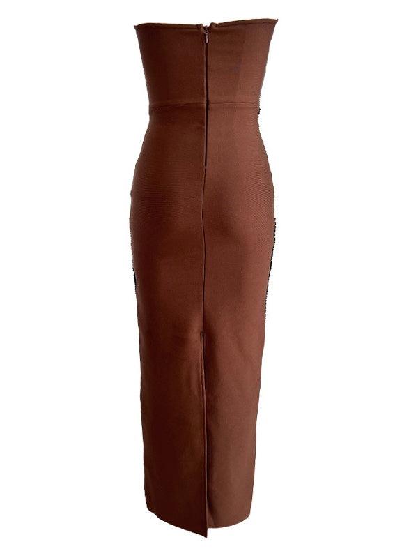Midnight Starburst Crystal Dress brown