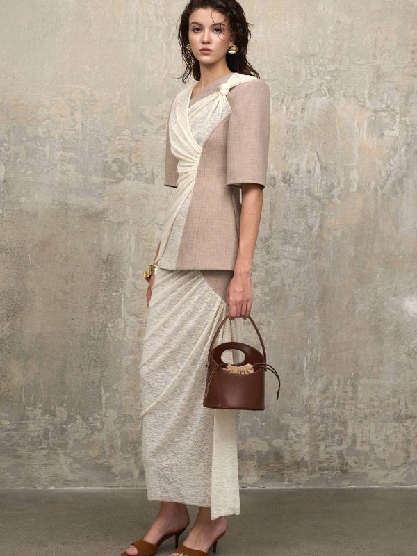 Ruched Draped skirt set