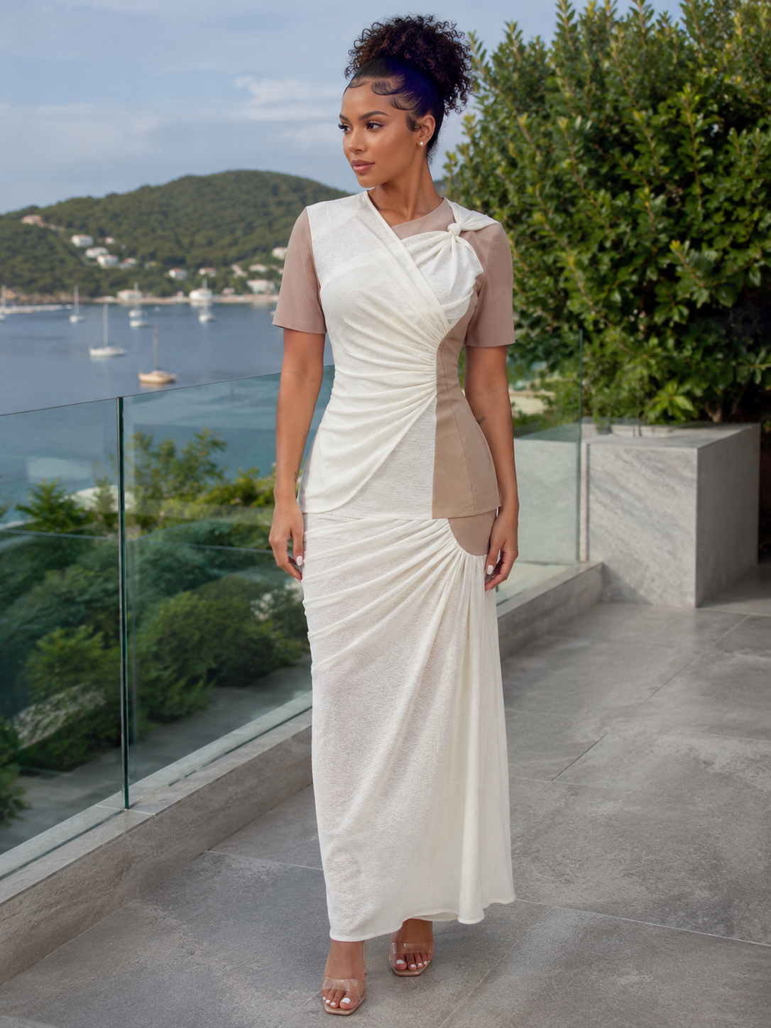 Ruched Draped skirt set