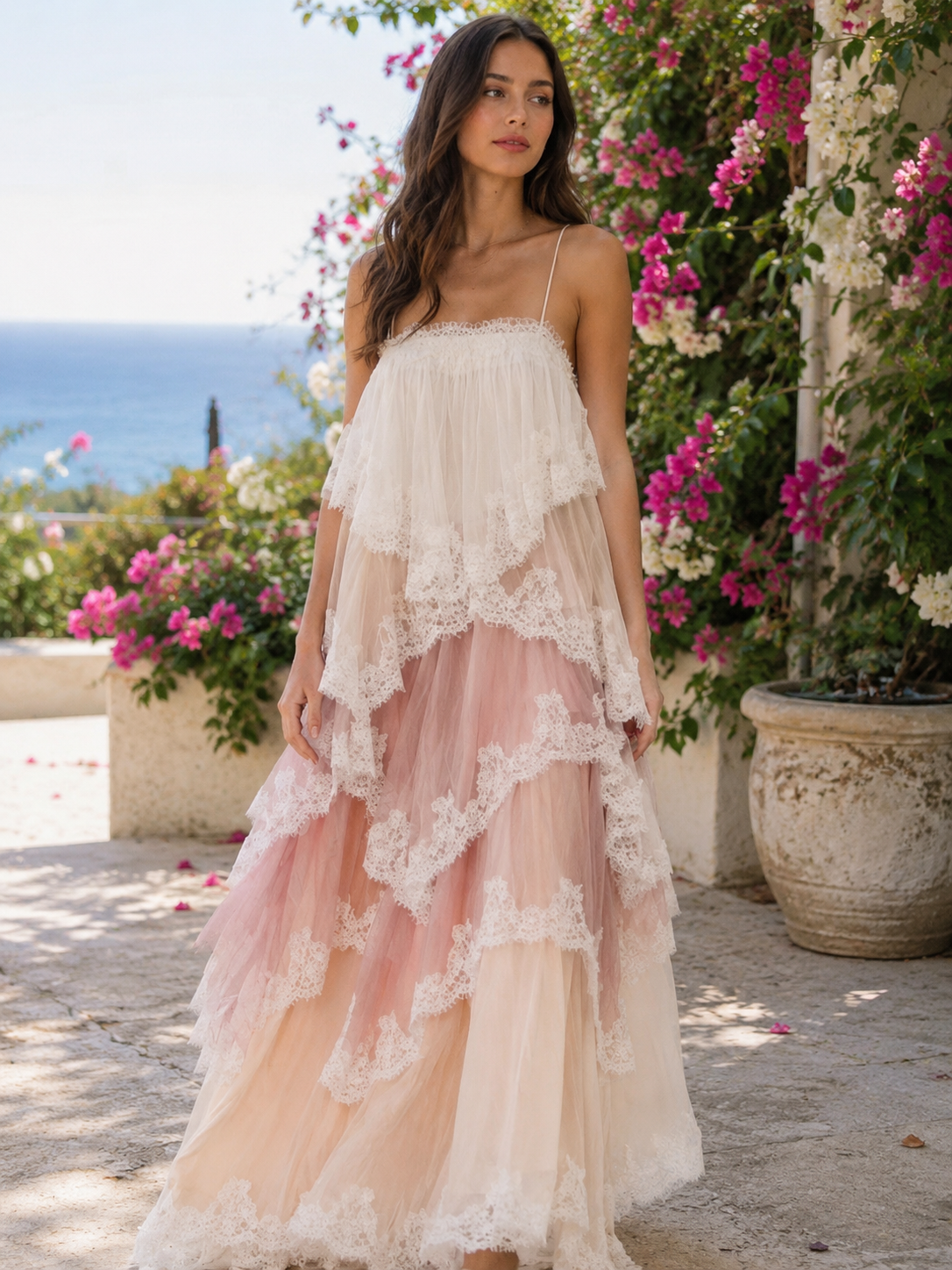 Coastal Dream Lace Maxi Dress pink