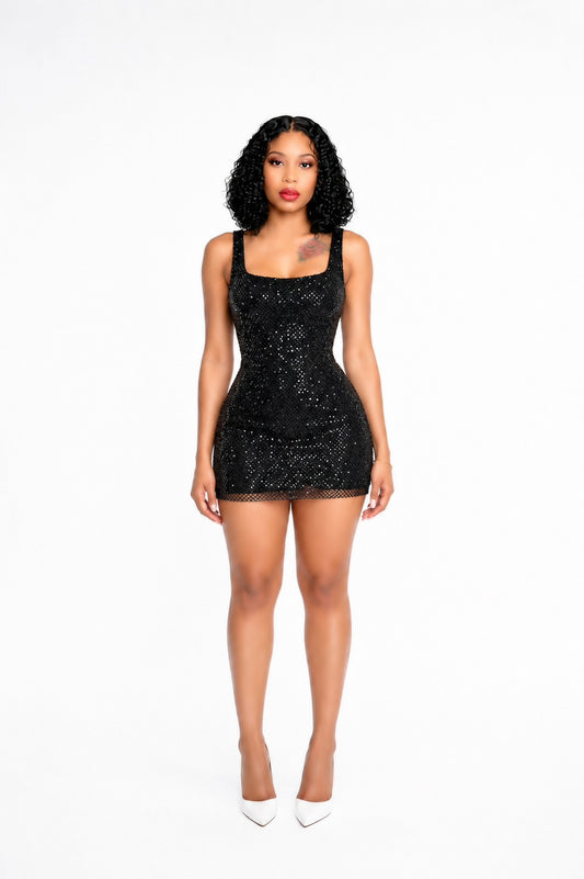Embellished Backless Dress Black