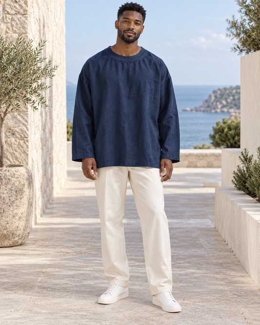 Men's Plus Size Long Sleeve Solid Color T-Shirt
