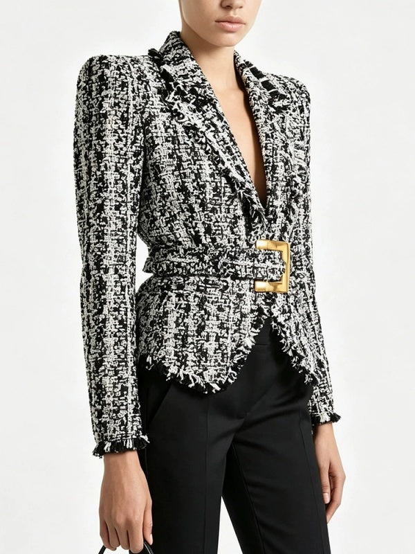 Monique Tweed Belted Blazer