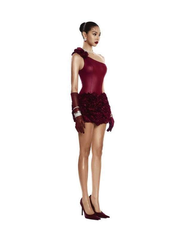 The Celeste Feather-Trim dress