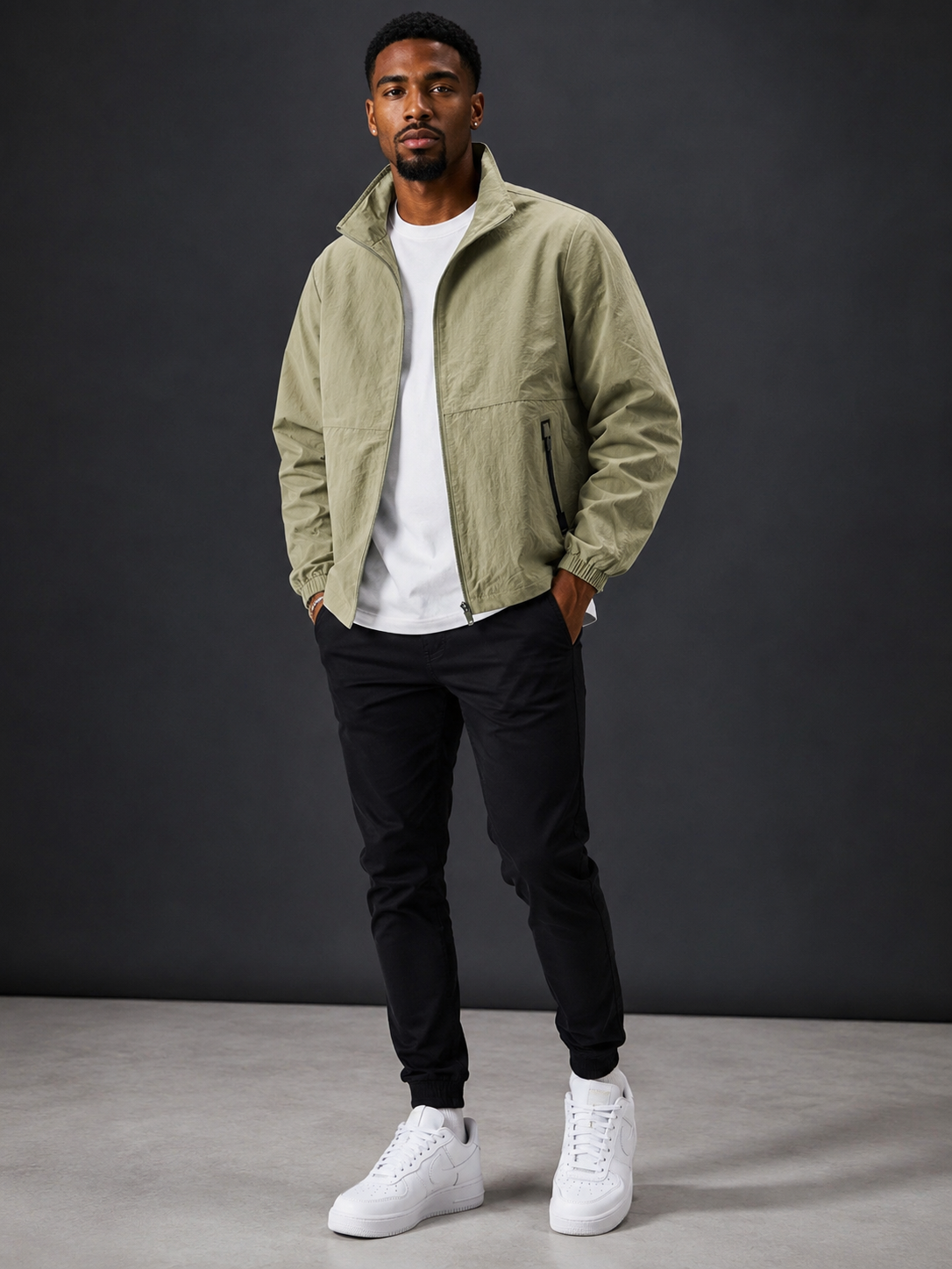 Men's Plus Size Zip Up Long Sleeve Jacket