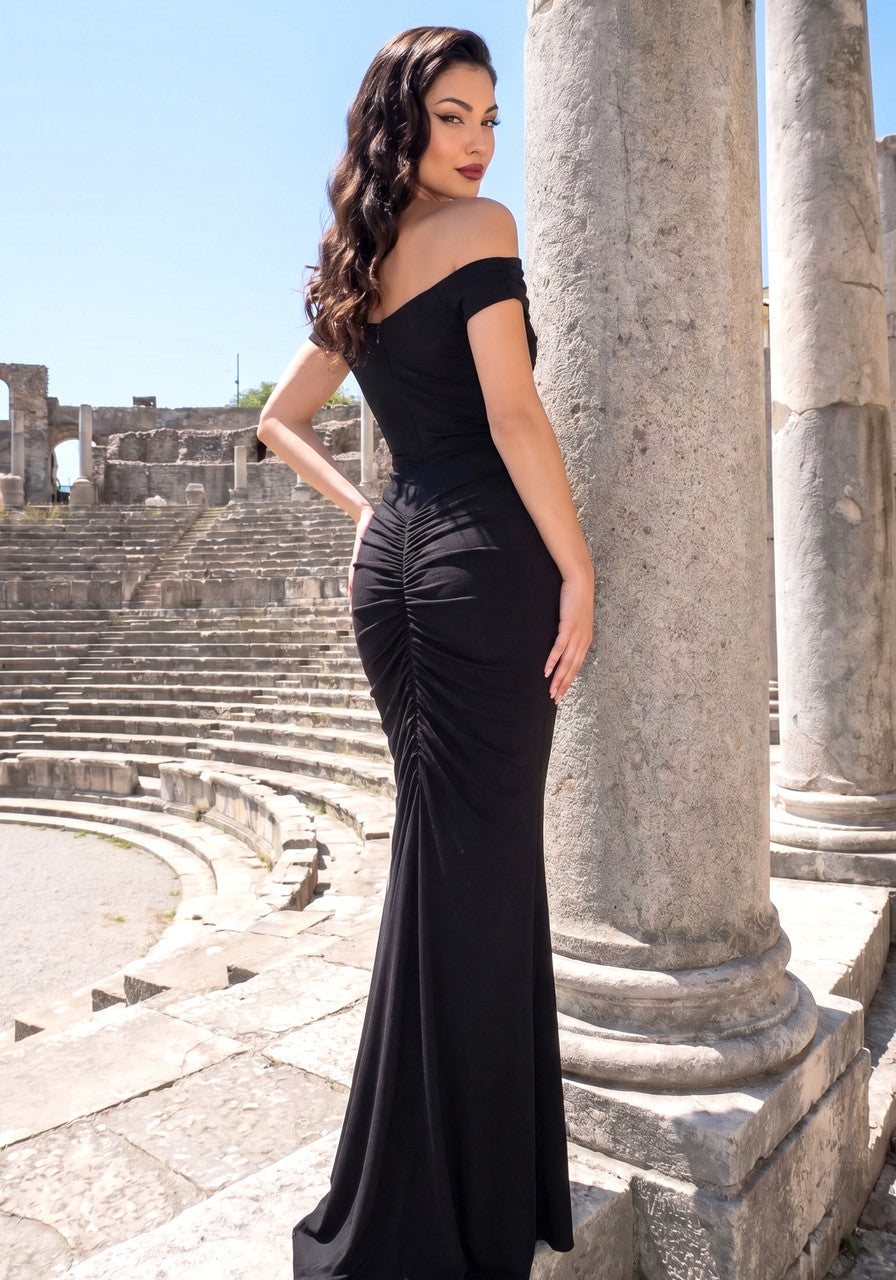 Bardot Draped Maxi Dress Black