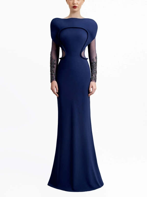 Midnight Elegance Sculpted Maxi Gown