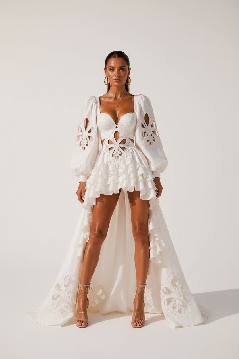 Aurelia Ivory High-Low white dress