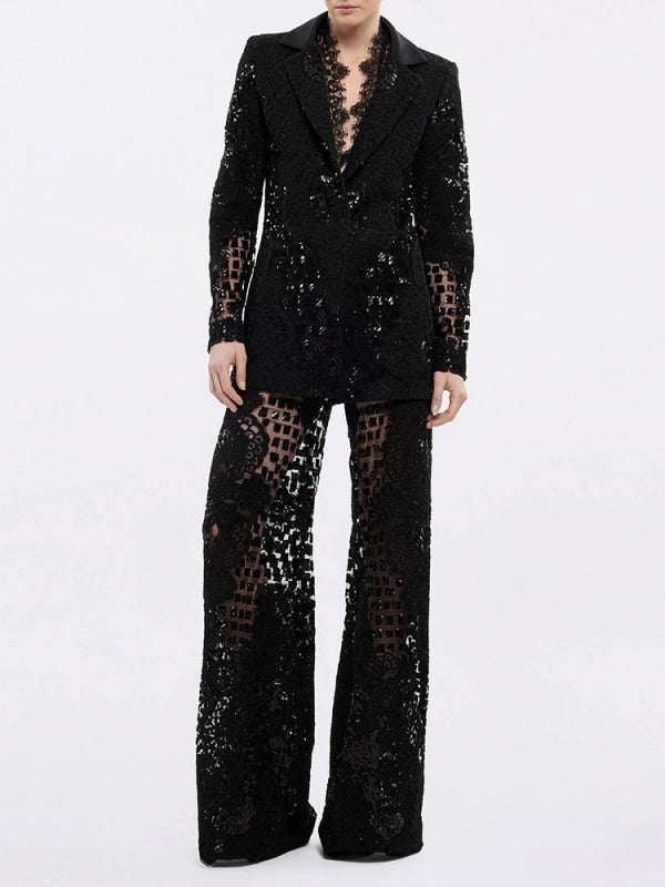 Midnight Luxe Sequin Lace Suit Set